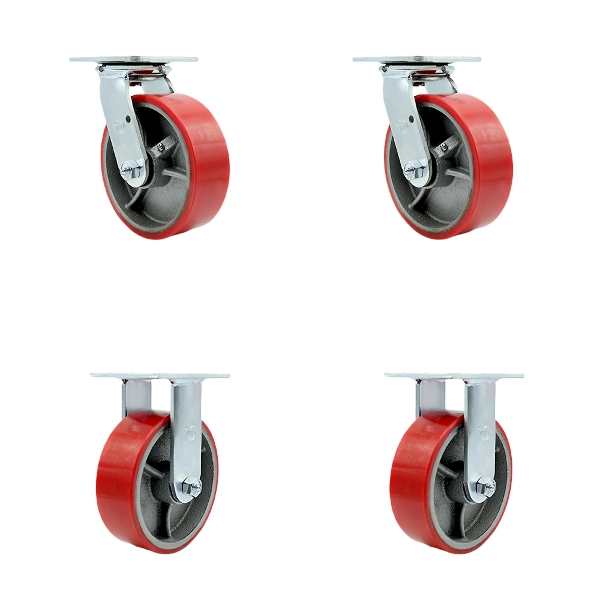 Service Caster, 6in. x 2in. Plate Casters, Wheel Diameter 6 in, Caster Type Swivel, Package (qty.) 4, Model# SCC-30CS620-PUR-RS-BSL-2-R-2